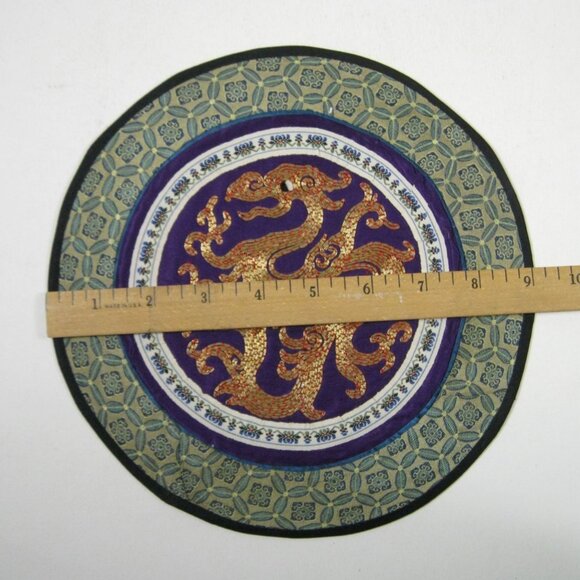 Dragon Vintage Asian Chinese Embroidered Silk Art Floral Panel Handmade Textile - Picture 2 of 6